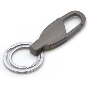 Metalen sleutelhanger voor mannen en heren grijs bruin metaal met dubbele ring