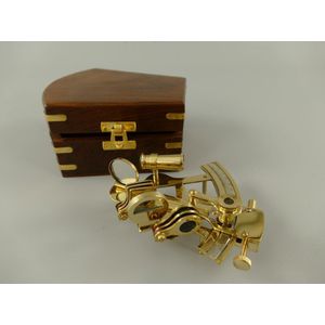 Meetinstrument - Sextant 4"" in houten kist - Hout en messing - 7 cm hoog