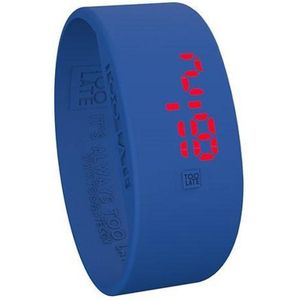 TOO LATE - siliconen horloge - LED WATCH BIG BROTHER - breed 24 mm - electro blue M