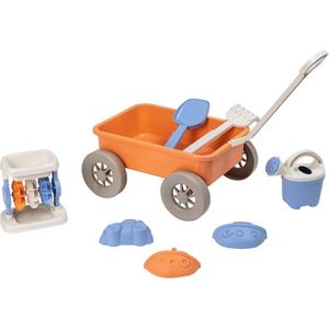 Eurekakids Bioplastic Strandwagen - Trekkar met Accessoires - ECO Strandspeelgoed in Bolderkar - Vanaf 18 Maanden - 8 Delig