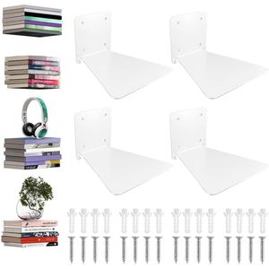 Wandrekken voor boeken - zwevende planken - metaal - bibliotheek klaslokaal - 4 stuks