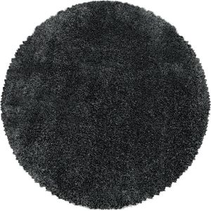 Rond Hoogpolig Vloerkleed | Tapijt | Shaggy | Fluffy | Grijs | 120x120 cm