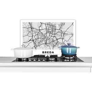 Spatscherm keuken 70x50 cm - Kookplaat achterwand Stadskaart - Breda - Nederland - Muurbeschermer - Spatwand fornuis - Hoogwaardig aluminium - Plattegrond