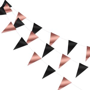 LUQ – Luxe Rose Goud Zwart Slingers – Vlaggenlijn 10 Meter - Verjaardag Slinger Versiering Feestversiering Vlaggen Decoratie