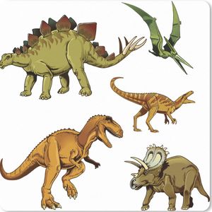 Muismat XXL - Bureau onderlegger - Bureau mat - Dinosaurus - Tekening - Kinderen - Jongens - Kinderen - 50x50 cm - XXL muismat