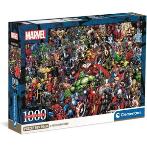 Clementoni - Puzzel 1000 Stukjes Impossible Marvel, Puzzel Voor Volwassenen en Kinderen, 14-99 jaar, 39709 COMPACT BOX
