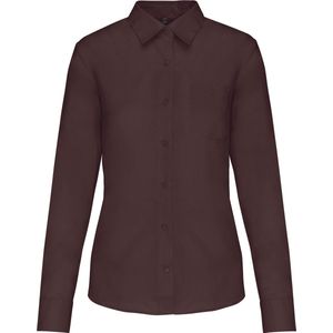 Blouse Dames M Kariban Lange mouw Brown 65% Polyester, 35% Katoen