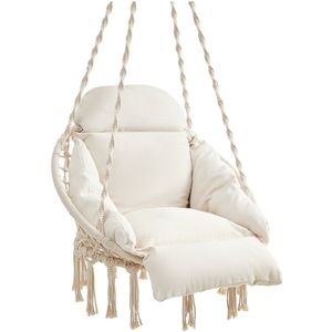 Hangstoel – Met Dik Beige Kussen – Comfortabele Lounger