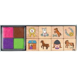 Moses Stempelset Paarden Junior 12,5 X 3,5 Cm Hout 9-delig