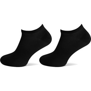 Basset Dames/Heren Bamboe Sneaker Sokken 2-Pack Zwart - Maat 43-46