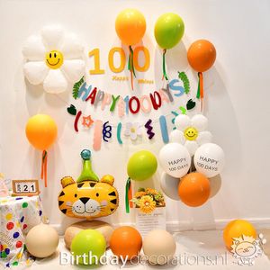 Leo's Party 100 Dagen ballonnen set met Tijger - 100 dagen mijlpaal - baby party - Feest versiering - verjaardag decoratie - Party set met ballonnen en tijger.