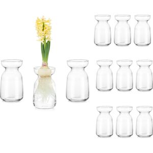 Glazen vaas voor tulpen, transparante decoratieve vazen, bruiloft, tafeldecoratie, eenvoudige vaas, kleine bloemenvaas voor woonkamer, woondecoratie, decoratieve vaas, tulpen, glazen vaas, 12