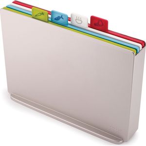 Joseph Joseph Index Large Snijplankenset - Incl. Houder - 34 x 24 cm - 4 stuks - Zilverkleurig