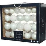 Decoris kerstballen mix - 42 Stuks - Glas - Winterwit