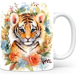 Mok met Tijger Beker voor koffie of tas voor thee, cadeau voor dierenliefhebbers, moeder, vader, collega, vriend, vriendin, kantoor