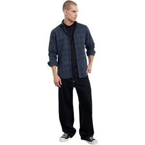 Trendyol Indigo Regular Fit Winterflaneloverhemd Met Textuur Tmnaw25Go00004