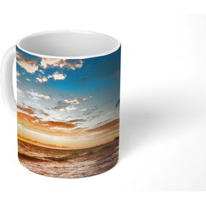 Mok - Koffiemok - Strand - Zonsondergang - Zee - Palmboom - Mokken - 350 ML - Beker - Koffiemokken - Theemok