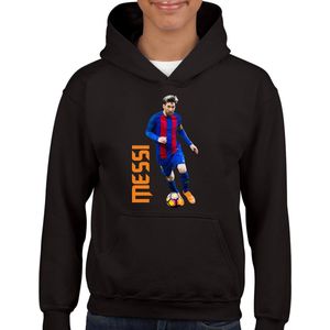 Messi - Kinder hoodie - Zwart text oranje - Maat 146 - Hoodie - leeftijd 11 tot 12 jaar - the goat - rugnummer10 - the goat - - hoodie Cadeau - Voetbal - Zwarte Hoodie