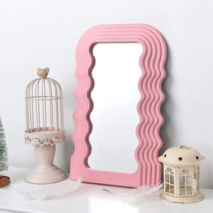 16x10 inch golvende spiegel esthetische spiegel funky spiegel squiggle spiegel golf spiegel rechthoek roze