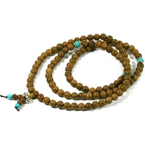 IbizaMen - heren ketting - Robles hout 8mm - amazoniet natuursteen - mala - 80cm