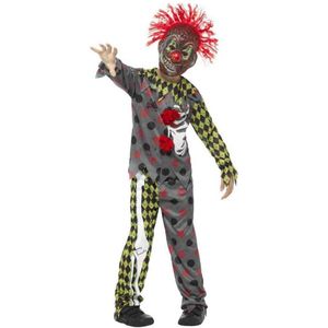 Smiffy's - Monster & Griezel Kostuum - Totaal Verknipte Horror Clown - Jongen - Groen, Grijs - Medium - Halloween - Verkleedkleding