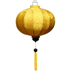 Gele zijden Chinese lampion lamp rond - G-YE-62-S