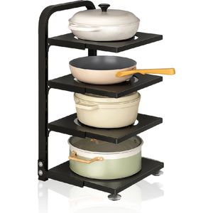 CNL Sight 4 lagen Keukenrek-opbergplanken,keukenkast,Kabinet opbergrek,Opbergrek voor magnetron, oven, servies, fruitborden - Kleur:zwart