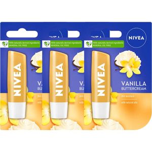 Nivea Lippenbalsem Vanilla & Buttercream - 3 x 5.5 ml - Lipbalsem - Lipbalm - Lipverzorging