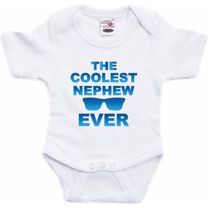 Coolest nephew ever tekst baby rompertje wit jongens - Kraamcadeau - Babykleding 80