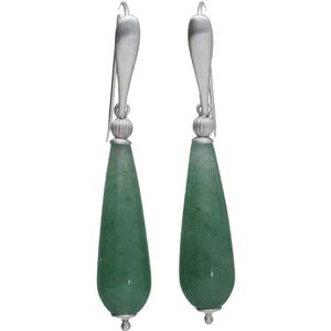 Bela Donaco Oorbellen Art Deco – Groene Aventurijn – geborsteld Sterling Zilver