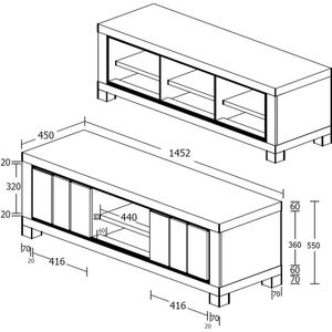 Emob- TV Meubel Tv-meubel Elke met 2 deuren - 145cm - Bruin