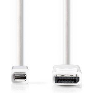 Nedis Mini DisplayPort-Kabel - DisplayPort 1.2 - Mini-DisplayPort Male - DisplayPort Male - 21.6 Gbps - Vernikkeld - 2.00 m - Rond - PVC - Wit - Polybag