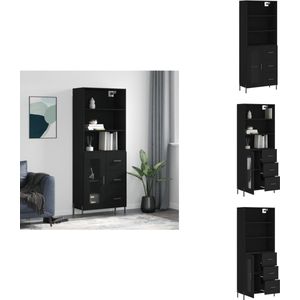 vidaXL Hoge Kast - Hoge Kasten - Dressoir - Buffetkast - Hoge kast 69-5x34x180 cm bewerkt hout zwart