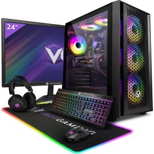 Vibox IV-72 Game PC - 24"" Scherm Pakket - 10-Core Intel i9 10900 Processor - Nvidia RTX 4060 Ti OC 8GB - 16GB RAM - 1TB NVMe SSD - Windows 11 - WiFi