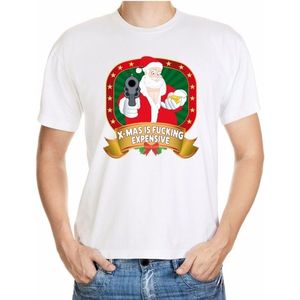 Foute kerst shirt wit - X-mas is fucking expensive - voor heren M
