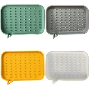 TRANKIELO® - Siliconen Zeephouder Set (4 stuks) – Zeepbakje met afvoer – Ideaal voor badkamer en keuken – Verlengt de levensduur van zeep – Eenvoudig te reinigen