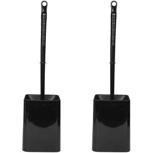 Benson Toiletborstel met houder - 2x - zwart - kunststof - WC borstel - 41 cm