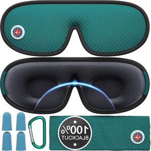 Slaapmasker Compleet Donker Blackout - Verstelbare Band Ademend Mesh 3D Oogmasker Mannen-Vrouwen Extra 4x Oordopjes Reistasje Karabijnhaak