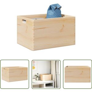 The Living Store Houten kist met handvatten 40x30x23 cm massief grenenhout - Houten Kist - Opbergbox - Greep - Grenenhout - Vintage Kast