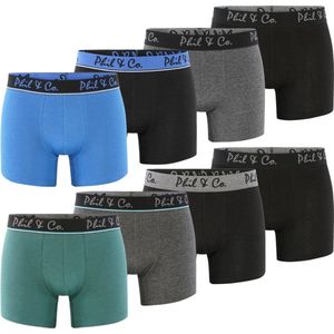 Phil & Co Boxershorts Heren Multipack 8-Pack Groen Blauw Zwart Antraciet - Maat XXL | Onderbroek