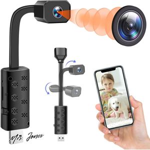 Mrs. Jones Verborgen microcamera wifi 4K UHD mini-spionagecamera plug and play met nachtzicht-bewegingsdetectie .