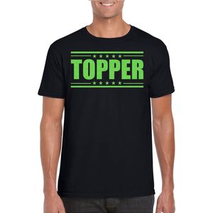 Toppers - Bellatio Decorations Verkleed T-shirt voor heren - topper - zwart - groene glitters - feestkleding XL