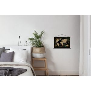 Posterhanger incl. Poster 60x40 cm - Schoolplaat - Wereldkaart - Tropische planten - Bloemen - Textielposter - Zwarte latten