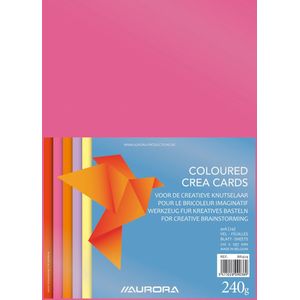 Aurora Crea Cards/Tekenvellen A4 - 6 kleuren - 240 grams - Pak van 10