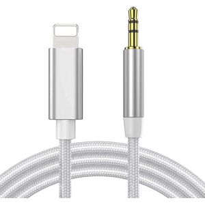 Aux Kabel Auto geschikt voor iPhone - Headphone Jack Audio Aux Kabel - 3,5 mm - 1 Meter - Zilver