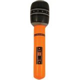 Opblaasbare microfoon neon oranje 40 cm - Speelgoed microfoon - Popster verkleed accessoire - Feestartikelen