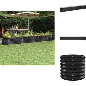 vidaXL Plantenbak - Plantenbakken - Bloembak - Kweekbak - Plantenbak 332x40x36 cm gepoedercoat staal antracietkleurig