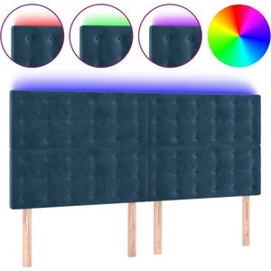 vidaXL-Hoofdbord-LED-180x5x118/128-cm-fluweel-donkerblauw