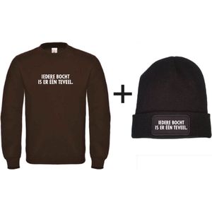 Set wintersport sweater zwart XXL + muts - Better winterhands than snowballs - wit - soBAD. | Foute apres ski outfit | kleding | verkleedkleren | wintersport beanie | wintersporttruien | wintersport dames en heren