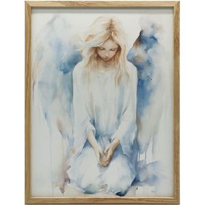 Peaceful Angel in Pastel Harmony, 30x40 cm, donkerbruine houten lijst, mat papier 230 gsm
